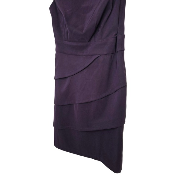 Connected Apparel Women Purple Beaded Neckline Tiered Sheath Dress Size 6 - Picture 7 of 11